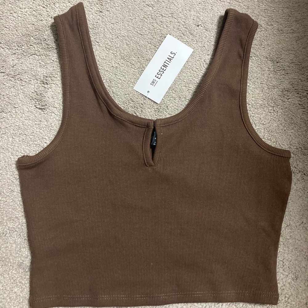 SWS Essentials cropped tank top in brown